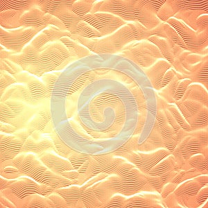 Vector abstract glowing point noise orange background. Array of glowing points in form of distorted surface. A