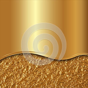 Vector abstract gold background with curve and foil