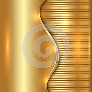 Vector abstract gold background with curve and stripes