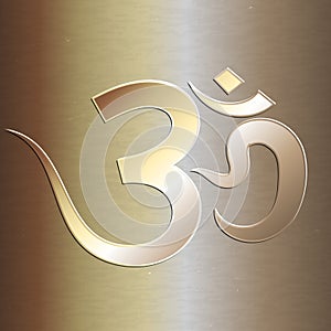 Vector abstract golden background with om mantra