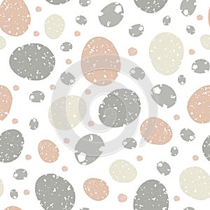 Vector abstract grunge textured pebble seamless pattern background. Monochrome pink and brown flecked stone oval circles