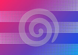 Vector Abstract Halftone Dotted Bands Pattern in Blue, Purple and Pink Gradient Background