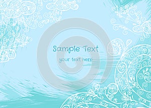 Vector abstract hand-drawn vector background with doodled clouds in blue colors