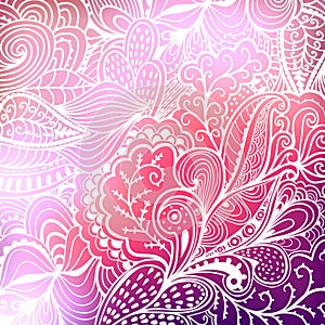 Vector abstract hand-drawn waves texture, wavy background. Blurred template. Invitation card in a doodles style. Pink