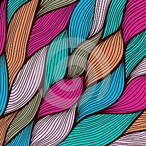 Vector abstract hand-drawn waves texture, wavy background. Color