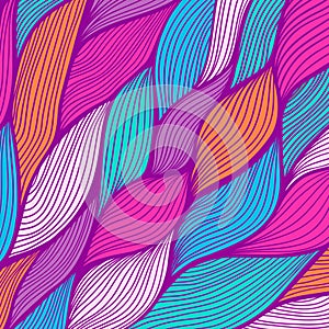 Vector abstract hand-drawn waves texture, wavy background. Color