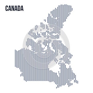 Vector abstract hatched map of Canada with vertical lines isolated on a white background.