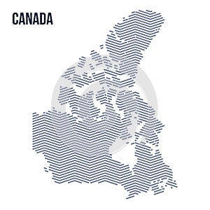 Vector abstract hatched map of Canada with zig zag lines isolated on a white background.