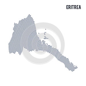 Vector abstract hatched map of Eritrea with curve lines isolated on a white background.