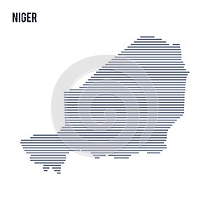 Vector abstract hatched map of Eritrea with lines isolated on a white background.