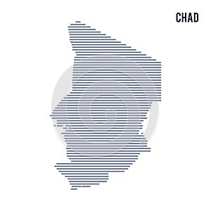 Vector abstract hatched map of Eritrea with lines isolated on a white background.