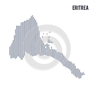 Vector abstract hatched map of Eritrea with vertical lines isolated on a white background.