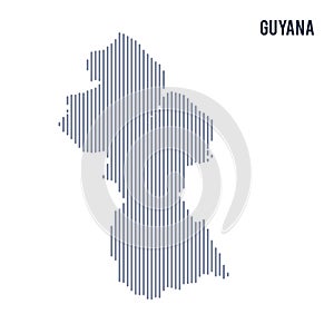 Vector abstract hatched map of Guyana with vertical lines isolated on a white background.