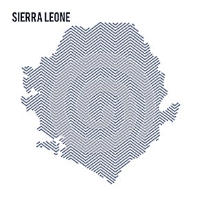 Vector abstract hatched map of Sierra Leone isolated on a white background.