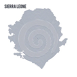 Vector abstract hatched map of Sierra Leone with spiral lines isolated on a white background.