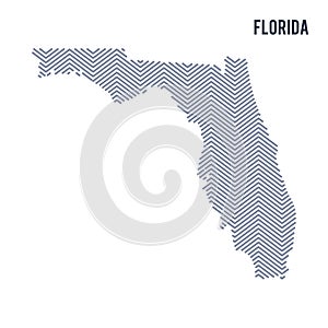 Vector abstract hatched map of State of Florida isolated on a white background.