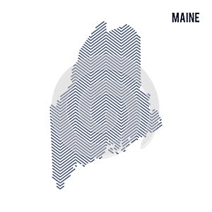 Vector abstract hatched map of State of Maine isolated on a white background.