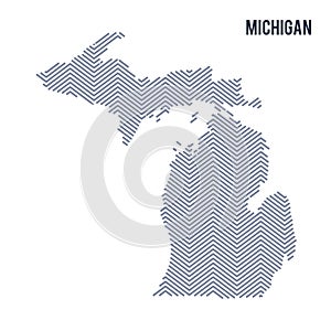 Vector abstract hatched map of State of Michigan isolated on a white background.