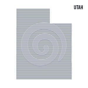 Vector abstract hatched map of State of Utah with lines isolated on a white background.