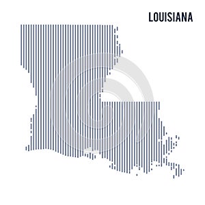 Vector abstract hatched map of State of Utah with vertical lines isolated on a white background.