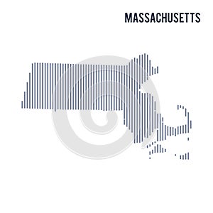 Vector abstract hatched map of State of Utah with vertical lines isolated on a white background.