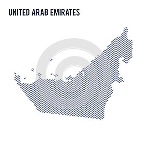 Vector abstract hatched map of United Arab Emirates isolated on a white background.