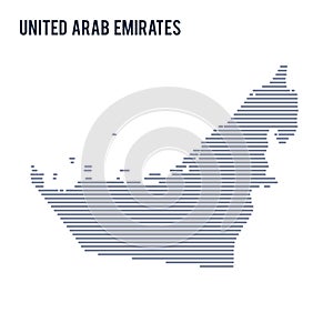 Vector abstract hatched map of United Arab Emirates with lines isolated on a white background.