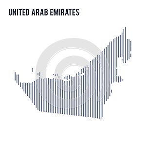 Vector abstract hatched map of United Arab Emirates with vertical lines isolated on a white background.