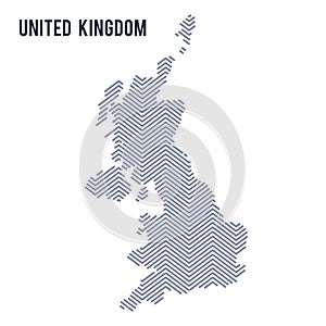 Vector abstract hatched map of United Kingdom isolated on a white background.