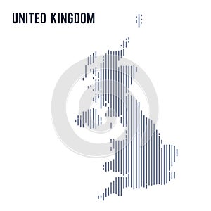 Vector abstract hatched map of United Kingdom with vertical lines isolated on a white background.