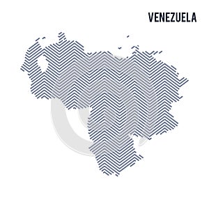 Vector abstract hatched map of Venezuela isolated on a white background.