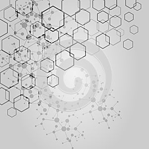 Vector abstract hexagon background. Modern technology illustration with mesh connection