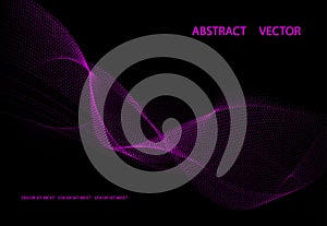 Vector abstract hi-tech background. purple particle waves.