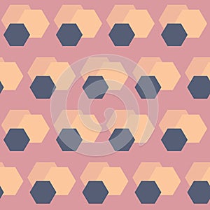 Vector Abstract HoneyComb Shapes in Retro Colors seamless pattern background.