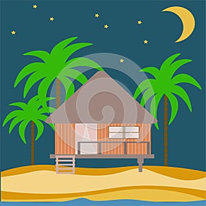 Vector abstract house of a wooden bungalow