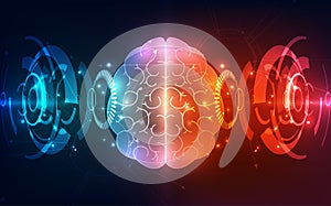Vector abstract human brain on technology background represent artificial intelligence concept, illustration