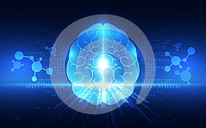 Vector abstract human brain on technology background represent artificial intelligence concept, illustration