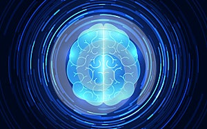 Vector abstract human brain on technology background represent artificial intelligence concept, illustration