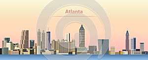 Vector abstract illustration of Atlanta city skyline at sunrise