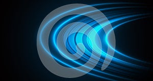 Vector abstract illustration with blue semi oval of light luminosity in dark space