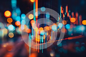 Vector abstract illustration of a chart showing the rise and fall of a stock table on a blurred background