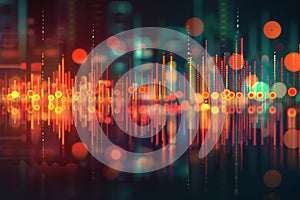 Vector abstract illustration of a chart showing the rise and fall of a stock table on a blurred background