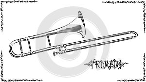 Vector abstract illustration drawing of trombone