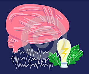 Vector abstract illustration with enlarged a brain