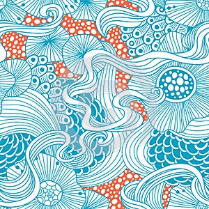 Vector abstract illustration with sea plants. Floral illustration.