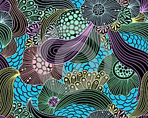 Vector abstract illustration with sea plants. Floral illustration.