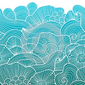 Vector abstract illustration with sea plants. Seabed illustration. Tropical design.