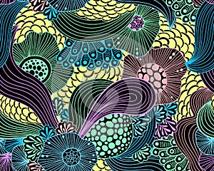 Vector abstract illustration with sea plants. Seabed illustration. tropical design.