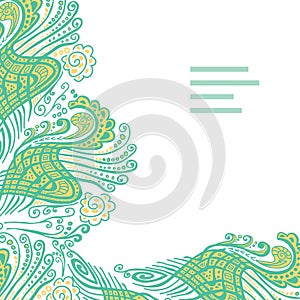 Vector abstract invitation card with green abstract wave.