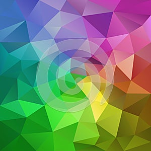 Vector irregular polygonal square background - triangle low poly pattern - full color spectrum rainbow - pink, orange, gr